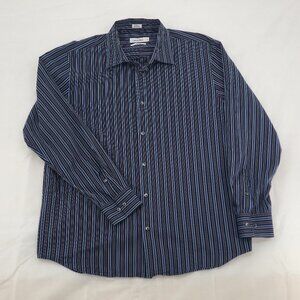 Calvin Klein Shirt Multicolored Stripe Print Navy Blue Size L